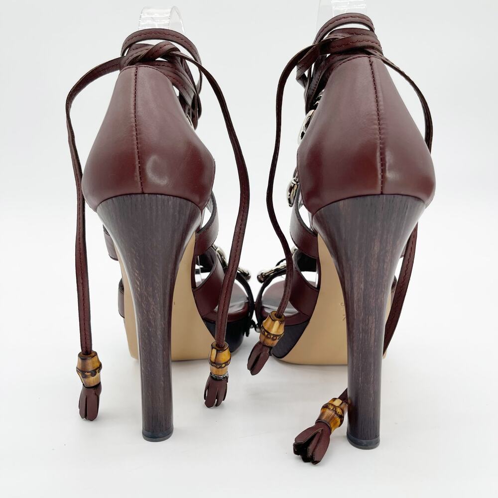 Gucci SS2007 Runway Cage Strappy Platform Lace Up Spice Brown Sandals US 7.5 - Picture 10 of 15